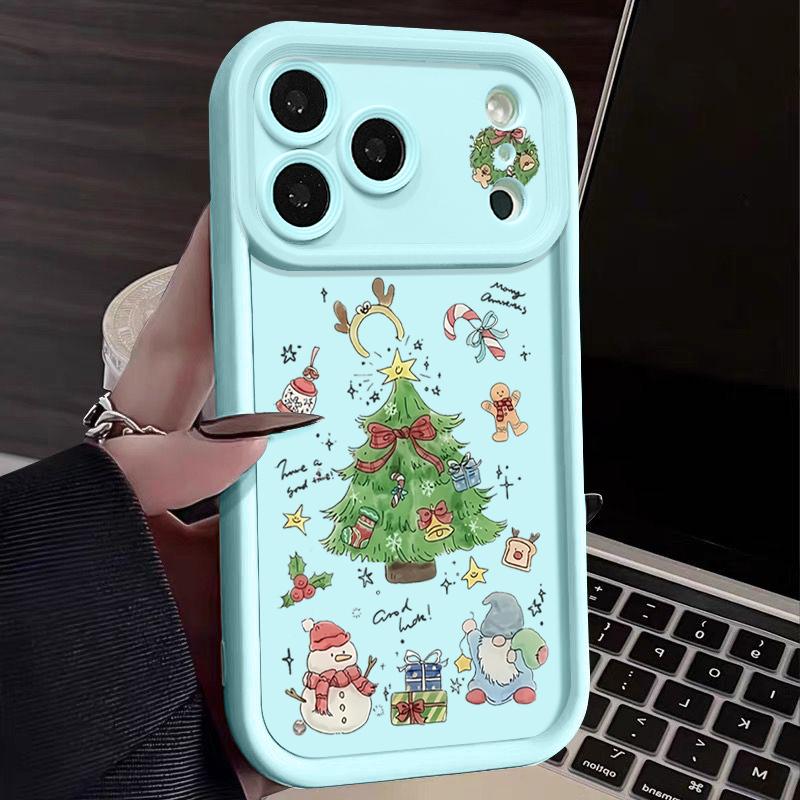 Чехол для телефона из ТПУ с рождественской елкой для iPhone Air 16e 17 16 15 14 Pro Max 13 12 Pro 15 16 Plus, силиконовый мягкий чехол конфетного цвета, Fundas