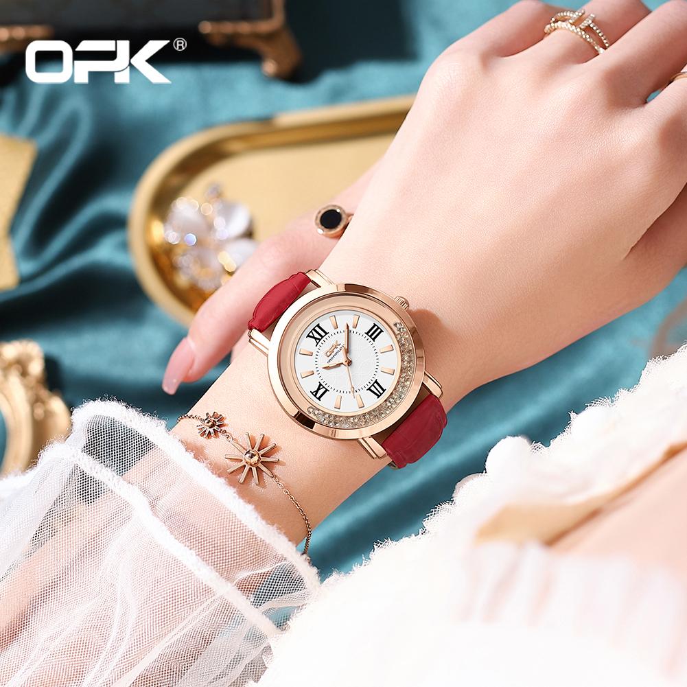 OPK Brand Waterproof Three-Pin Real Nail Scale Ladies Quartz Watch 8611