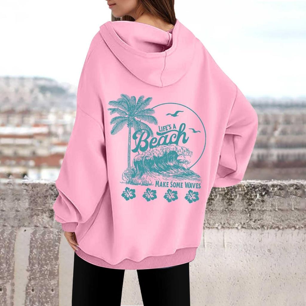 Женская толстовка с капюшоном и круглым вырезом с длинным рукавом и принтом от A BEACH MAKE SOME WAVES