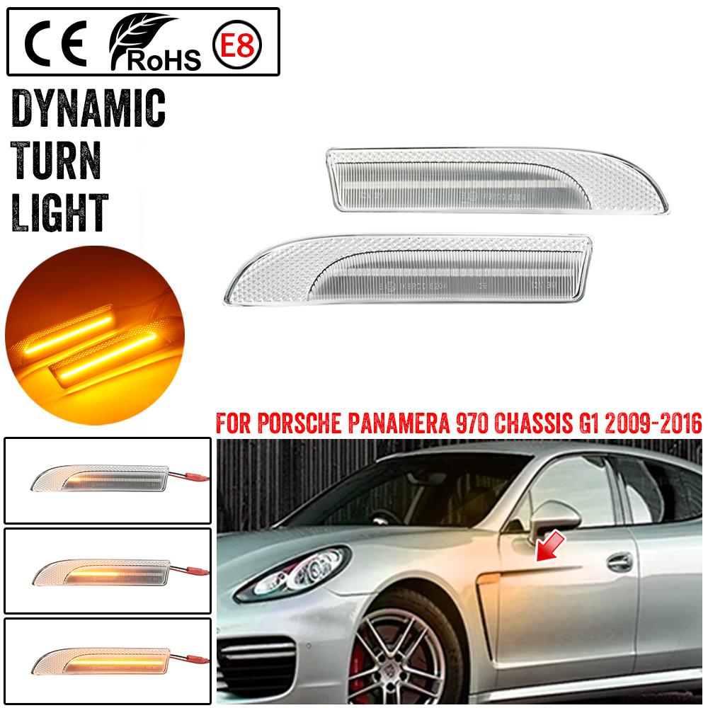 2Pcs Dynamic LED Side Marker Lights For Porsche Panamera 970 G1 2009-2016 Car Turn Signal Blinker Indicator Lamp OEM#97063103402