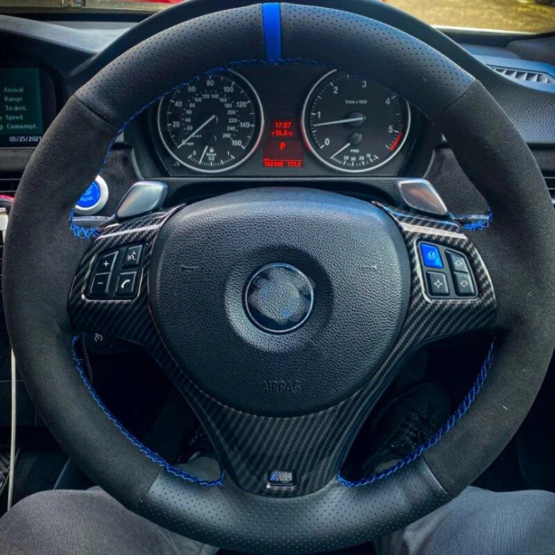 Углеродное волокно Стиль салона автомобиля украшение на руль накладка молдинги для BMW 3 серии E90 E92 E93 2005-2012 LHD