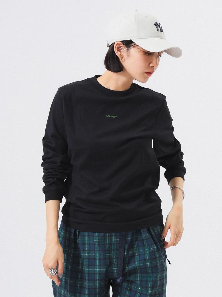 Beams Boy L/S TEE Mini Logo Long Sleeve T-Shirt, Women's, Black 3