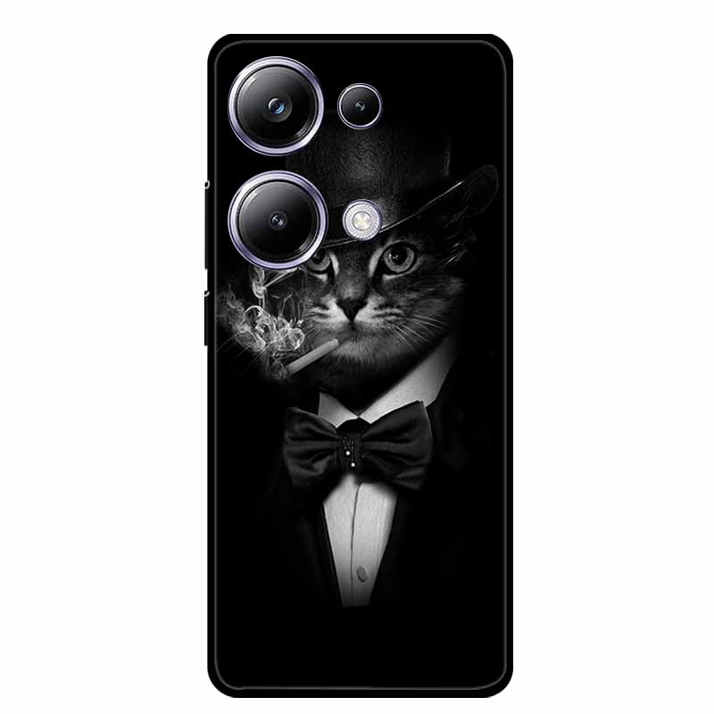 For Xiaomi Poco M6 Pro 4G Phone Case Cover Wolf Shockproof Black Silicone Soft Back Cover Cases For Poco M6 Pro Case M 6 M6Pro