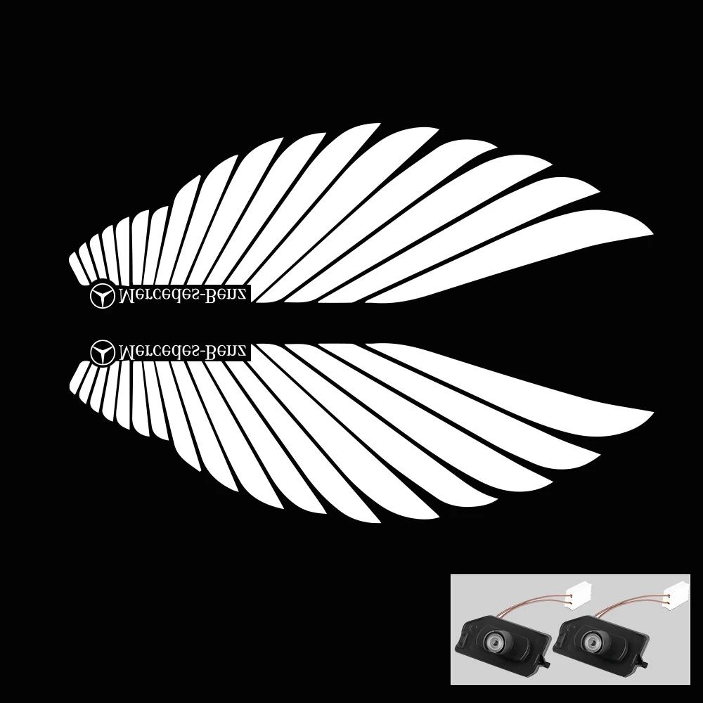 Car Sticker 2pcs HD LED Projector Ghost Shadow Lamp Light Rearview Mirror Lights For Mercedes Benz AMG C E S CLASS GLB GLC CLS A