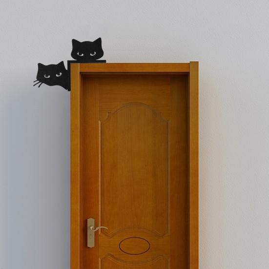 Металлическая накладка на дверь в виде кота, двусторонняя, декоративная на Хэллоуин, Рождество, настенная вывеска в виде котенка