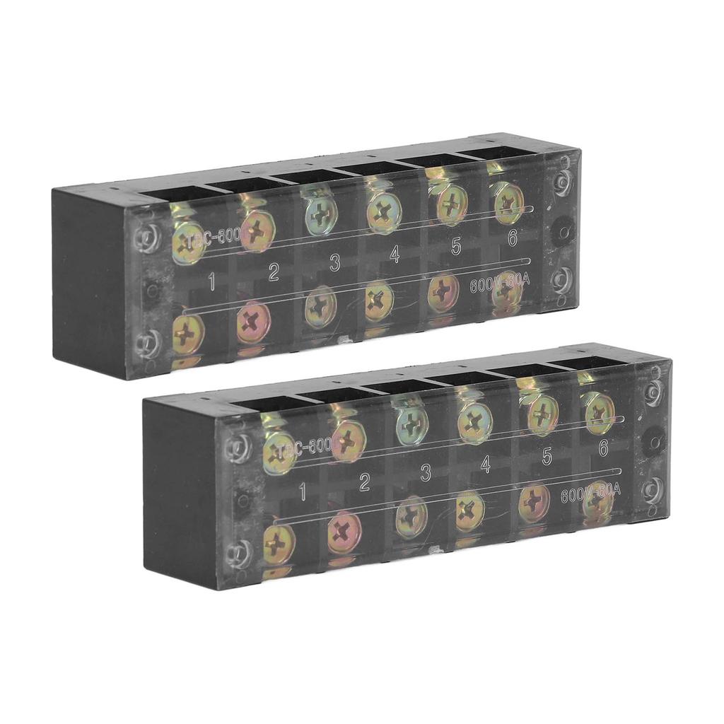 Terminal Strip Dual Row Screw Clamp Wire Terminal Block with Clear Cover for Bridge Lighting 60A