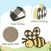 3 Pcs Wooden Bee Table Sign Spring Honey Bee Tabletop Block Sign Farmhouse Bee Centerpiece for Tiered Tray Home Mantel Shelf Desk Decor