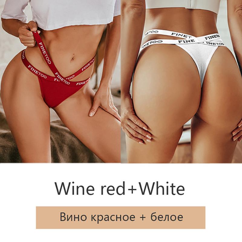 FINETOO 2Pcs/set Women Panties Sexy Thongs Cotton Underwear Letter G-string Panties Cross Belt Ladies Soft Low Waist Thongs Female Briefs Lingerie