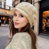 Winter Knitted Hat for Women Fashionable and Versatile Peaked Cap  Plus Velvet Thickened Warm Beret Woolen Hat