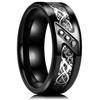 Fashion 8mm Black Brushed Titanium Stainless Steel Rings for Men Women Rose Gold Color Step Edge Men Rings Wedding Party Jewelry