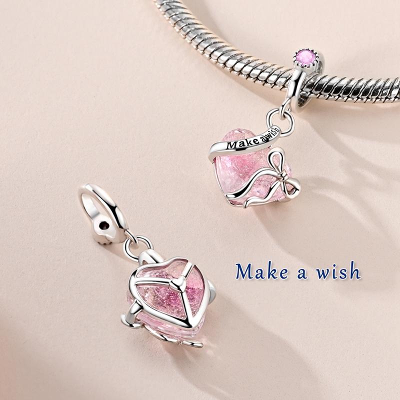 925 Silver Panda Pink Dolphin Pendant Charm Jewelry Fit Bracelet Necklace Women DIY Gift