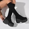 Fashion Women's Thick Heel Cotton Shoes Winter New Round Head Suede Thick Soles Soft Soles Anti-slip Wear-resistant High Boots