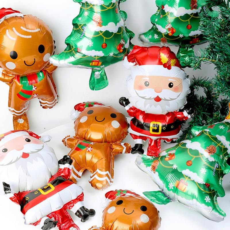 10/1PCS Mini Gingerbread Man Foil Balloons Toy Christmas Tree Santa Claus Children Birthday Party Christmas Holiday Decorations