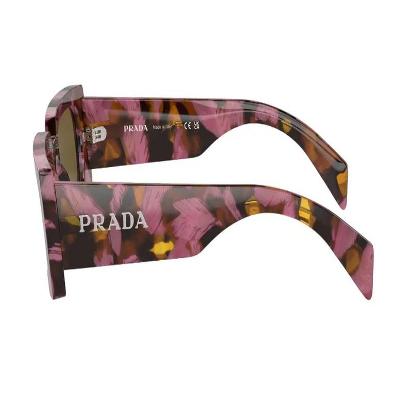 Prada Солнцезащитные очки женские розовые, прямоугольные, из ацетата, с логотипом на дужках