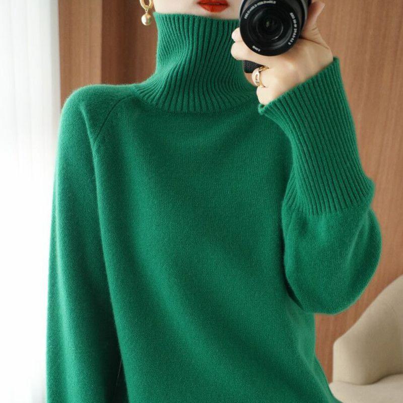Womens Turtleneck Oversized Sweater Batwing Chunky Pullover Sweater Casual Fall Loose Knit Jumper Top