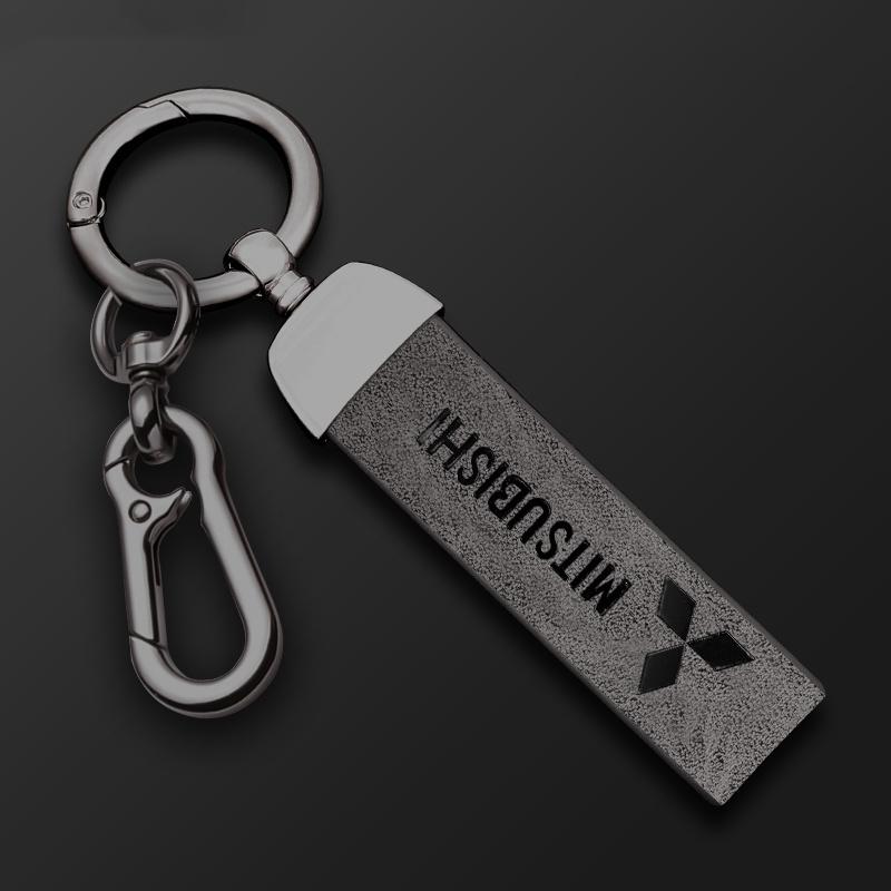 dnsh2 Suede Leather Car Logo Key Chain Braided Rope Keyrings Pendant Accessories For Mitsubishi Outlander Lancer EX ASX L200 Pajero
