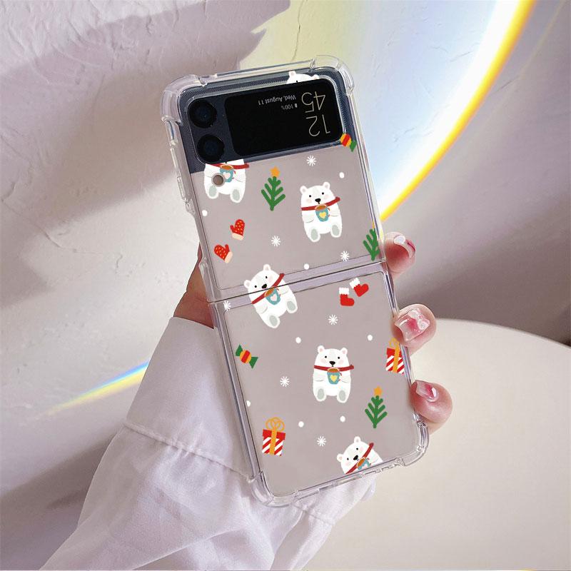 Милая мультяшная кукла Рождественский чехол для Samsung Galaxy Z Flip 4 Z Flip 3 5G ZFlip4 ZFlip3 Flip4 Flip3 Прозрачный ТПУ силиконовый чехол