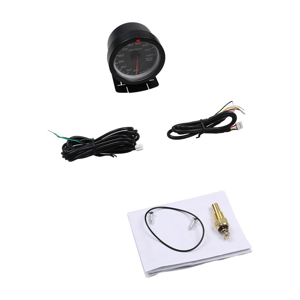 Car Gauge With Sensor 60MM Car Water Temperature Gauge 20--120 Celsius Water Temp Meter Red & White Lighting
