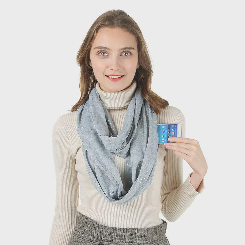 Шарф на молнии с карманом из пайеток и местом для хранения 2022 года, осень/зима