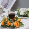 Мини Искусственный Венок Кольцо для Свечи Реалистичная Искусственная Гирлянда из Роз с Пластиковой Основой Украшение для Свечи Вина Свадьбы Вечеринка Центральный Элемент для Обеденного Стола