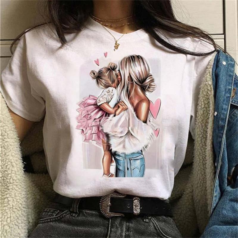 Spring Summer New Mother's Day Theme Large Size Women's Simple Cartoon Casual T-shirt Women Oversized T Shirt Tops