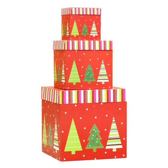 Yousheng 3 шт. рождественские штабелируемые подарочные коробки рождественская елка Санта снеговик гнездо коробка с крышками праздничные принадлежности для вечеринок на Рождество свадьбы годовщины