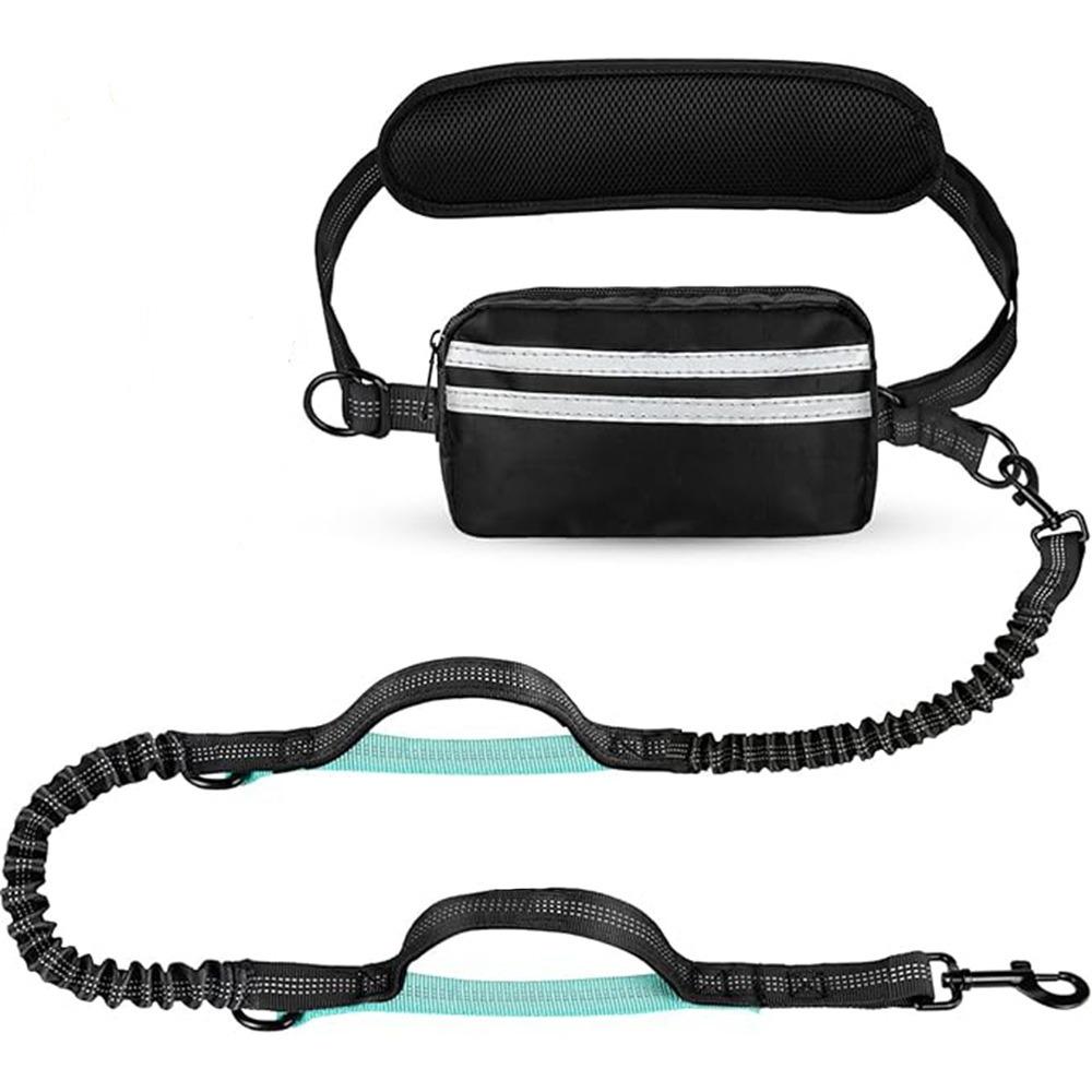 Reflective Strip Dog Running Waist Leash Retractable Double/Single Rope Dong Walking Leash Adjustable Waist Belt Padded Handles