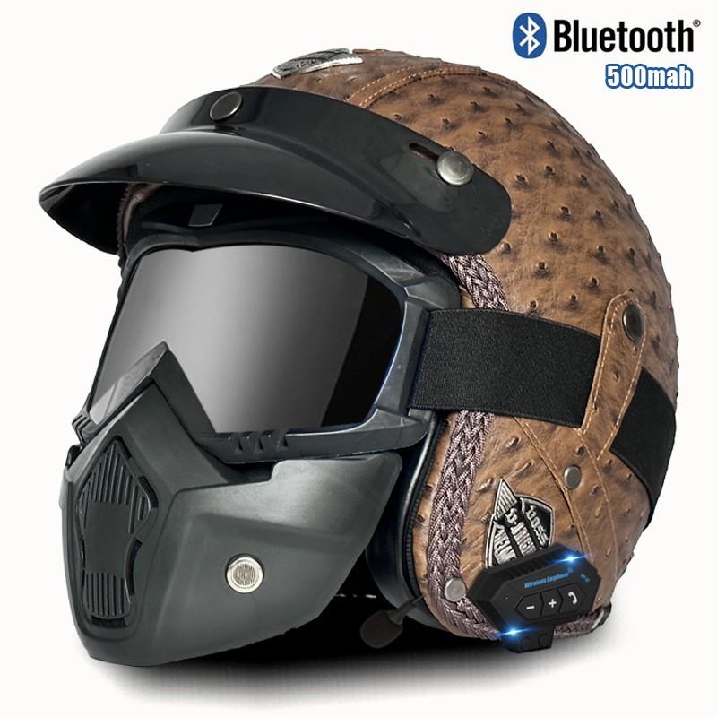 3C Certified Retro Style 3/4 Motorcycle Helmet Men Women ABS Half With Bluetooth Compatible Visor Options