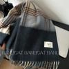 Banlicat Warm White & Blue Plaid Tassel Scarf - Unisex Autumn/Winter Shawl