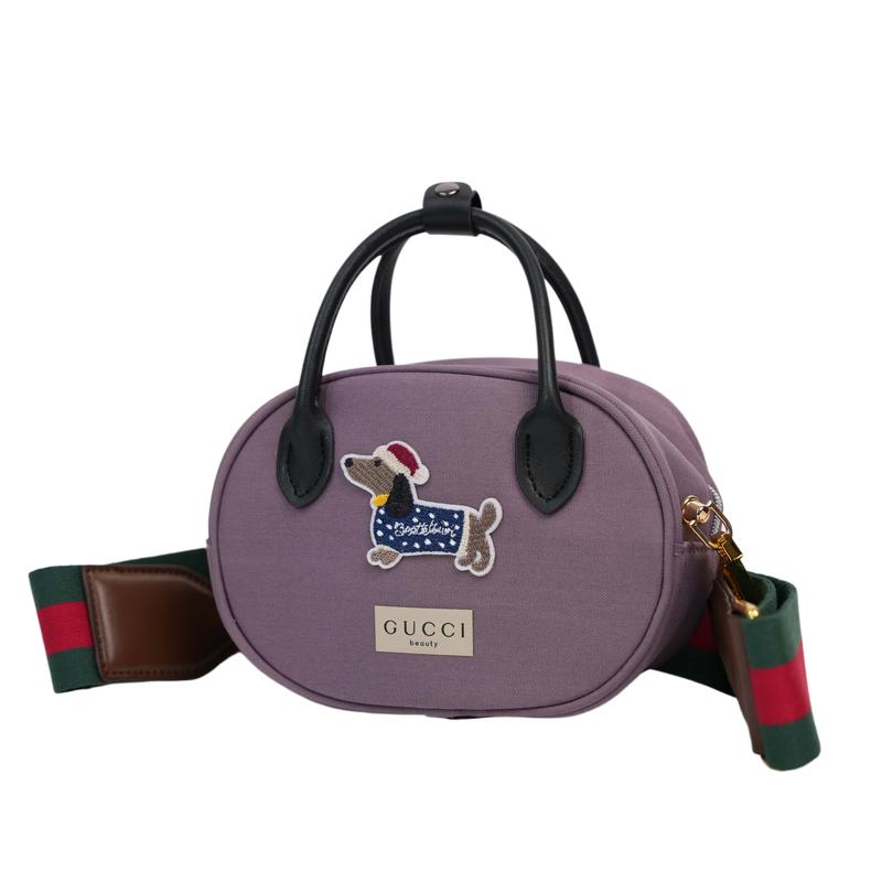 Gucci Cosmetic bag/toiletry bag [Customized Bag] Color Striped Purple Circle Niche Trendy High-Level Familiar Simple Color striped purple circle