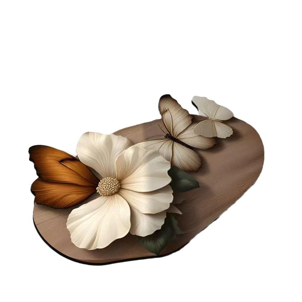 Luxurious 3D Floral Butterfly Diatomaceous Earth Bath Mat - Non-Slip, Quick-Dry, Absorbent Foot Pad