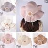 Wide Brim Folding Straw Hats Sun Flower Women's Sun Hat Fashion Bohemian Straw Hat  Vacation
