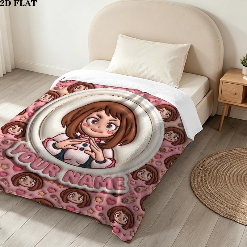 Custom Name,My Hero Academia Printed Flannel Blanket, soft throw for bedroom sofa, washable, Christmas present, great gift.