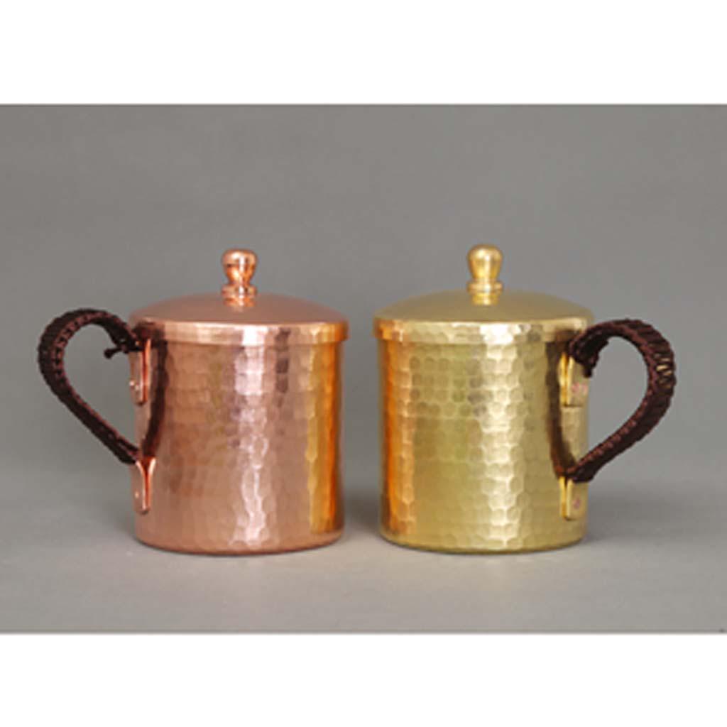Copper -hammered glass cup, 350ml, 550ml, for coffee and tea