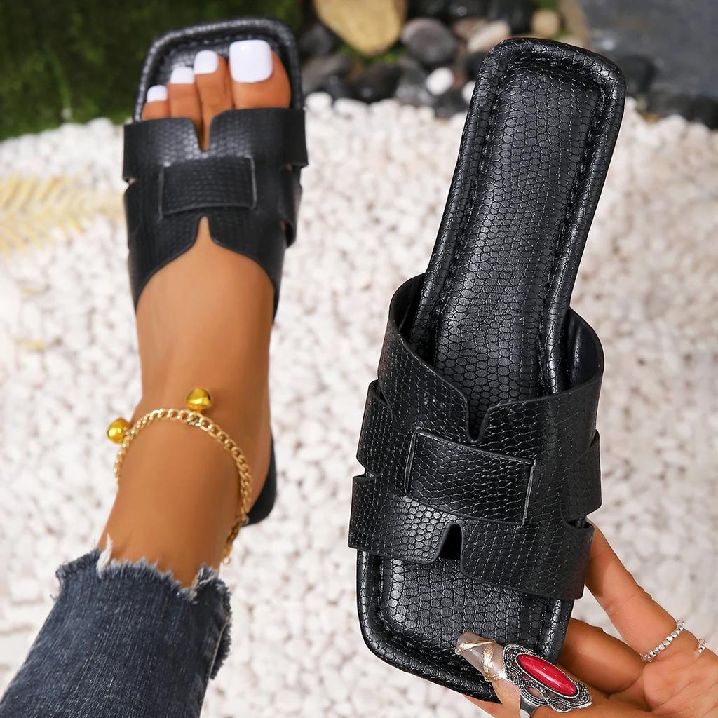 2024 летние новые женские тапочки на плоской подошве, Нескользящие уличные пляжные женские сандалии с открытым носком, пикантные модные дизайнерские шлепанцы, женская обувь