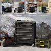 Rolling Steel Tool Cabinet Toolbox with 5 Drawers, Silver and Black