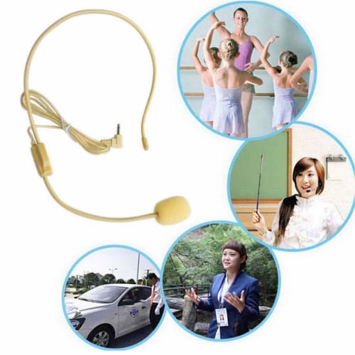 Wired Condenser Microphone Headset for Loudspeakers - Suitable for Lectures, Presentations, and Outdoor Events - 3.5mm Plug, Pink/Yellow/Black (1 Piec