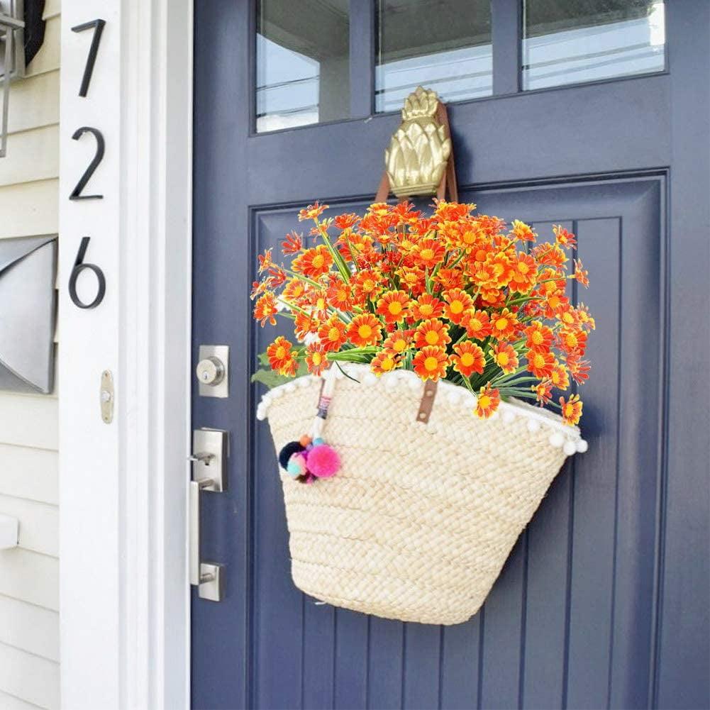 6 пучков искусственных цветов для улицы, украшения из искусственных цветов, не выцветающие искусственные пластиковые цветы, украшение для сада, крыльца, оконной рамы