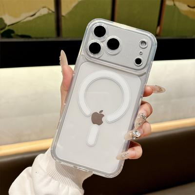 Роскошный магнитный чехол для Magsafe для iPhone 17 Pro Max 17 Air 16 Pro 15 14 11 Прозрачный ударопрочный защитный чехол
