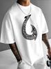 Fish Hook Pattern Pure Cotton Printed Mens And Womens Fashionable Loose Short Sleeved New Personalized Casual Tshirt