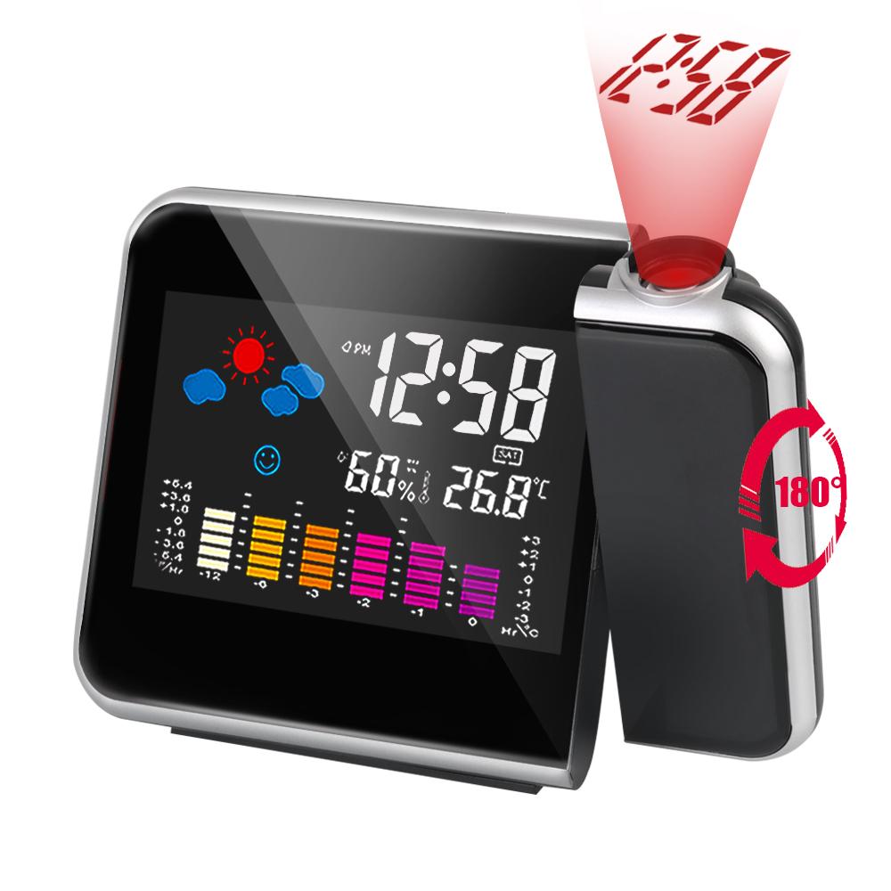 Color Display Clock With Time Projection Weather Station Rotatable Table Clock Digital Alarm Clock