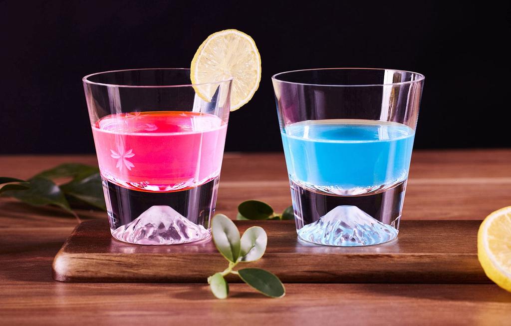 Пара камней Fuji Sakura Kiriko, сделанных вручную, в коробке из виски, на свадьбу, шестидесятилетие, день рождения, популярные, 270 куб. см.. Стекло, Стекло, Набор, Роскошь, Мастера,