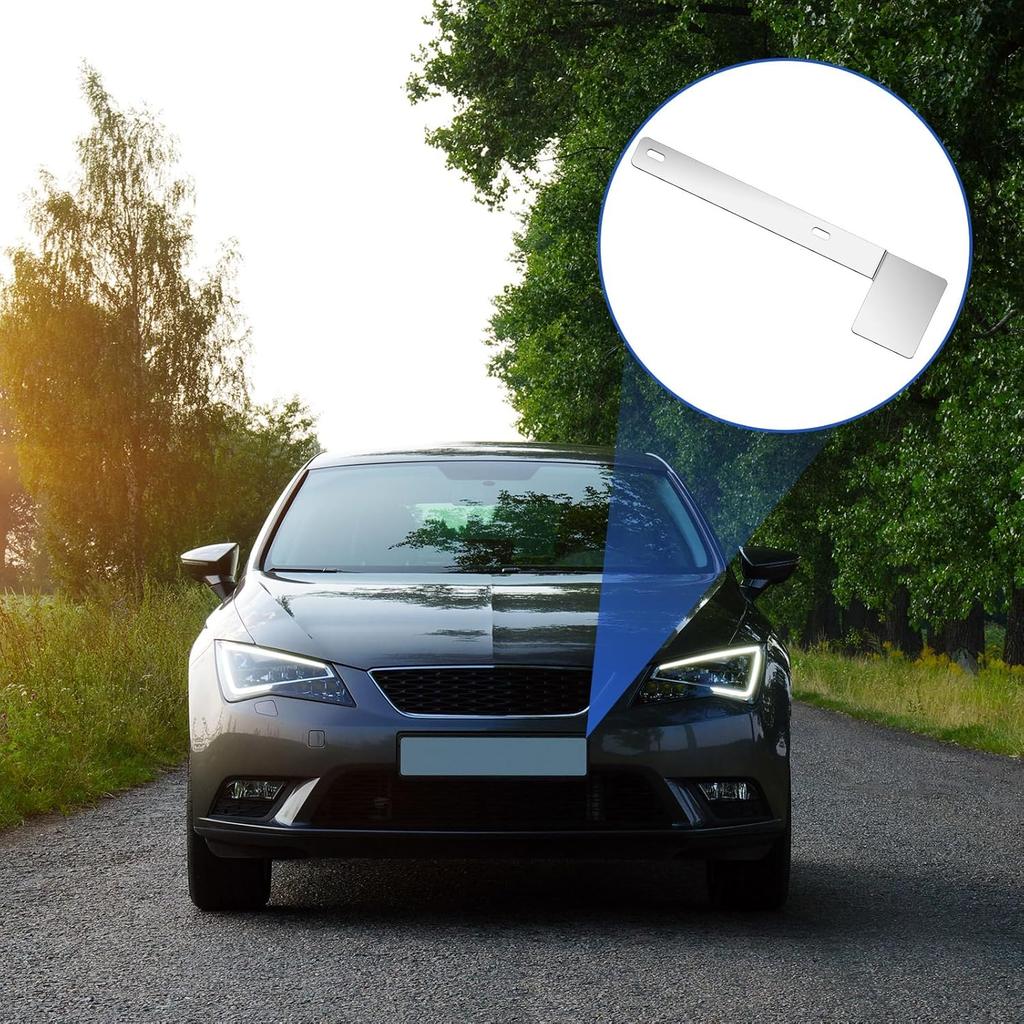 Blulu 2 Pcs Hawaii State Safety Check Sticker Plate Stainless Steel License Plate Bracket With 15 Degree Angled Long 2 Holes Vertical License Sticker