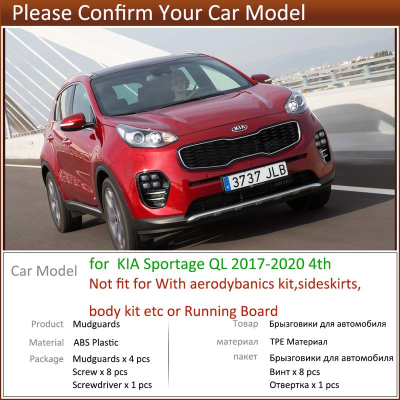 4 pcs Car Mud Flaps For Kia Sportage 2017 2018 QL Mudflaps Splash Guards Mud Flap Mudguards Fender Front Rear Accessories