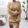 Women's Off-shoulder Sweater Dress Long Sleeve Knitted  Pullover Jumper for Autumn Winter
