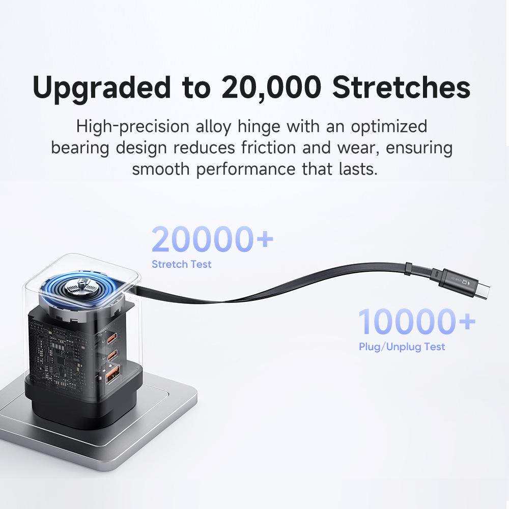 Mai Duo Duo MDD FreeGo 100 Вт GaN USB-C Выдвижной Кабель Быстрое Зарядное Устройство 3C1A