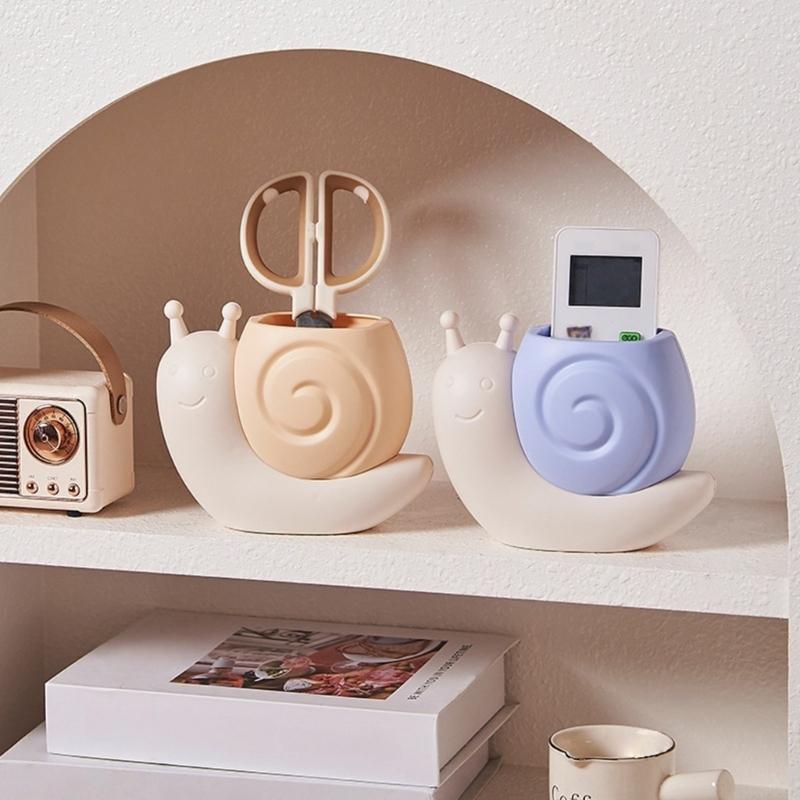 Plastic Desktop Organizer Cartoon Snail Shape Pen Pencil Organizer For Kids Study School Office Supplies