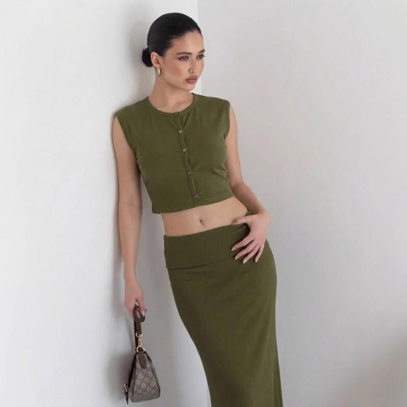 2026 Soft Modal Set Women Casual Sleeveless Top Mermaid Skirt Two Piece