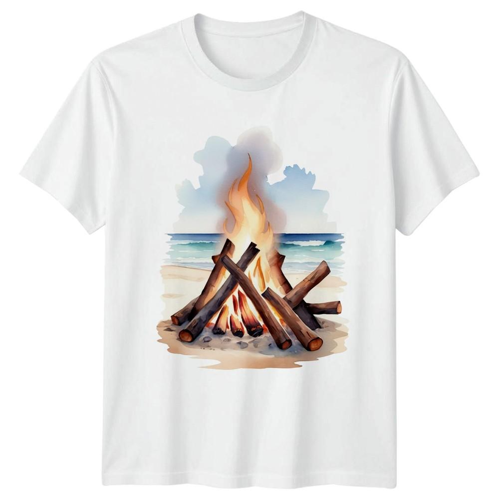 Bonfire Campfire Outdoors Unisexs Unisexs TShirt Graphic Tee Beach