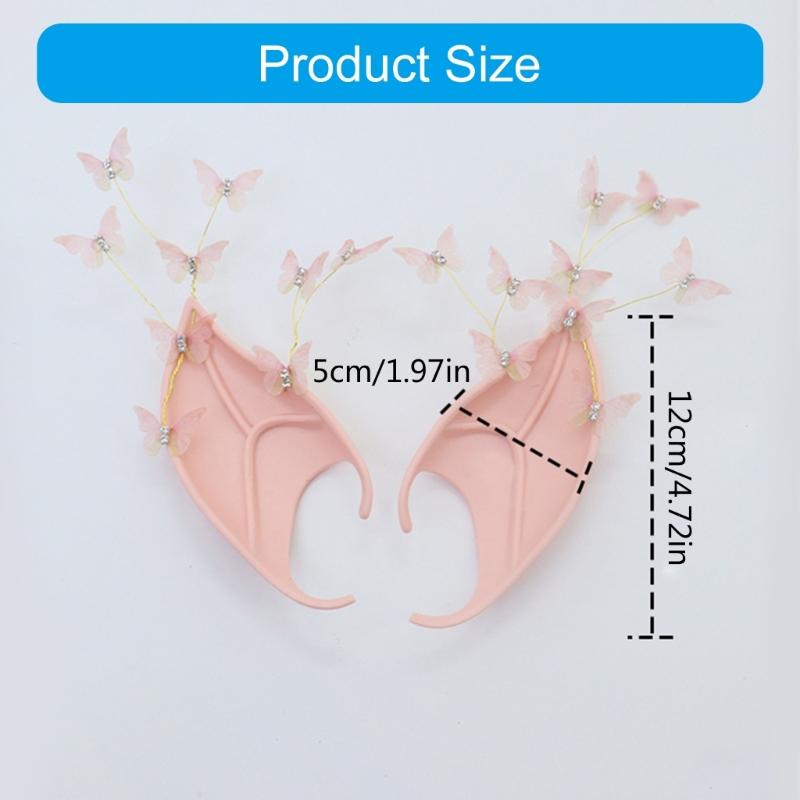 Эльфийские уши Уши фей Уши эльфов с бабочкой Инопланетные уши Заостренные уши для вечеринки Косплей Уши